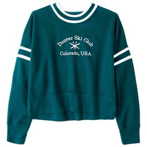 Abercrombie 90s Sharkbite Cropped Graphic Crewneck Sweatshirt